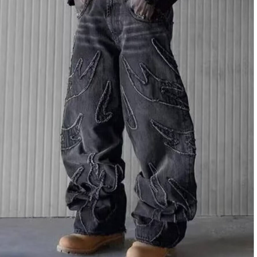 Vintage Embroidered Loose Jeans for Men