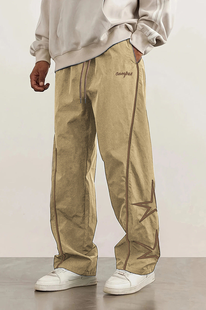 Striped five-star workwear casual straight-leg pants