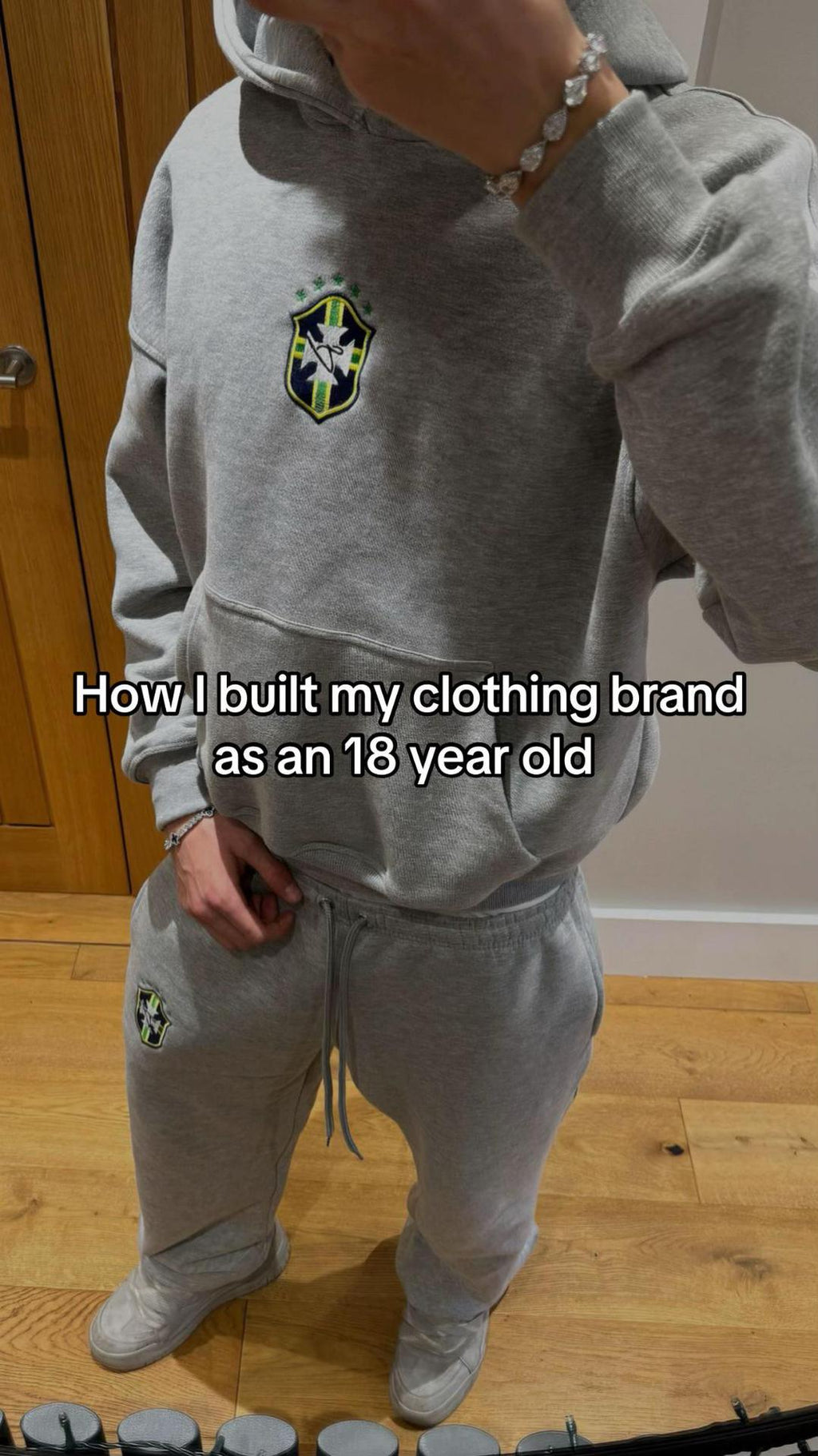 Men's Embroidered Hooded Sweatshirt and Trousers Set