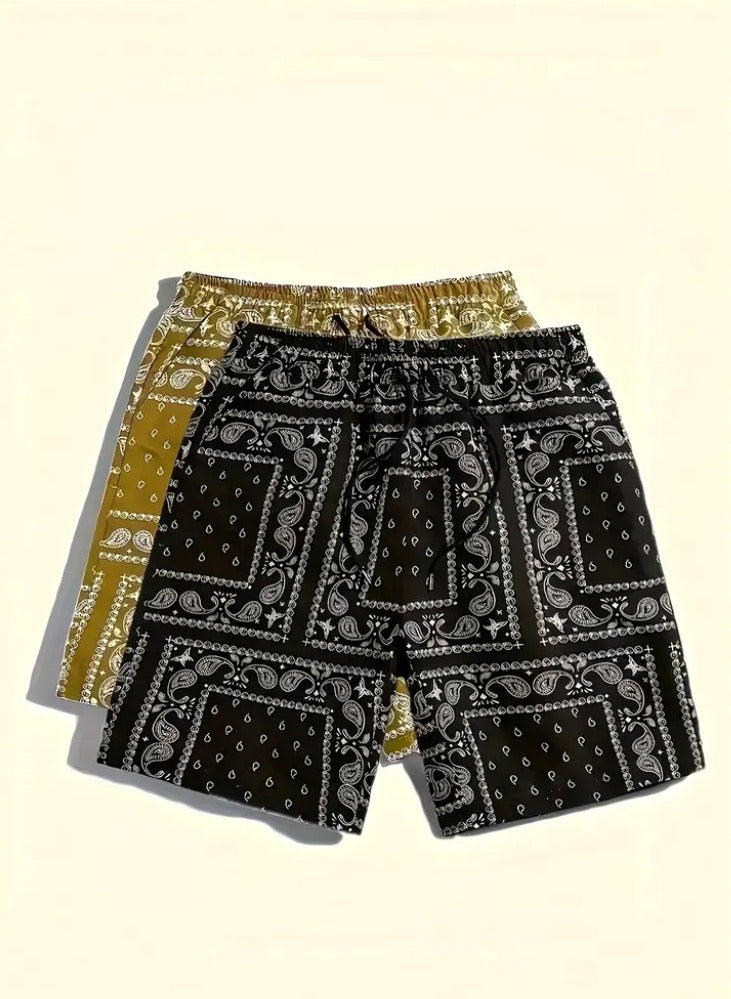 2Pcs Bandana Print Shorts