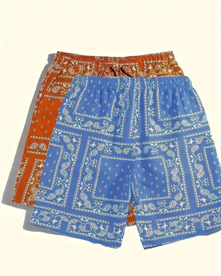 2Pcs Bandana Print Shorts