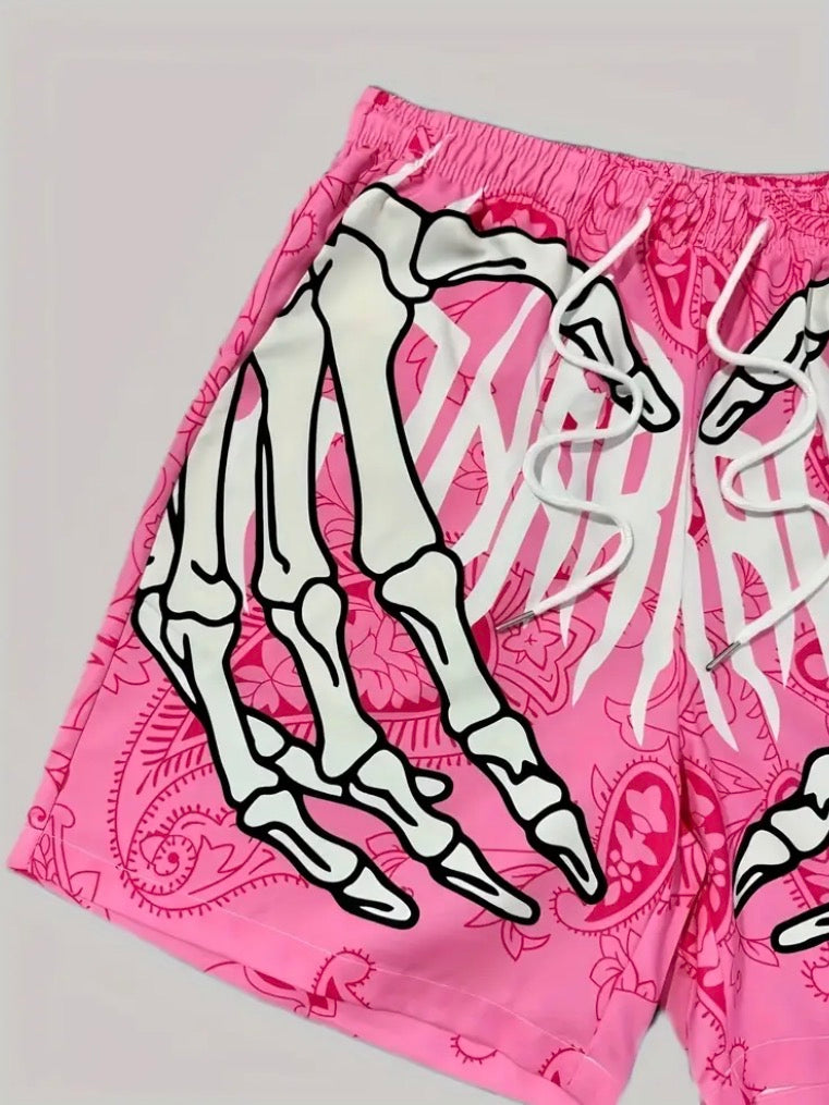 Skeleton Hand Print Shorts