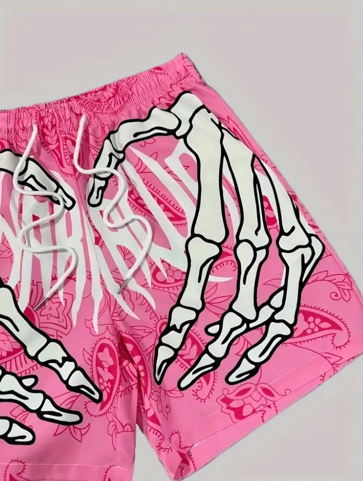 Skeleton Hand Print Shorts
