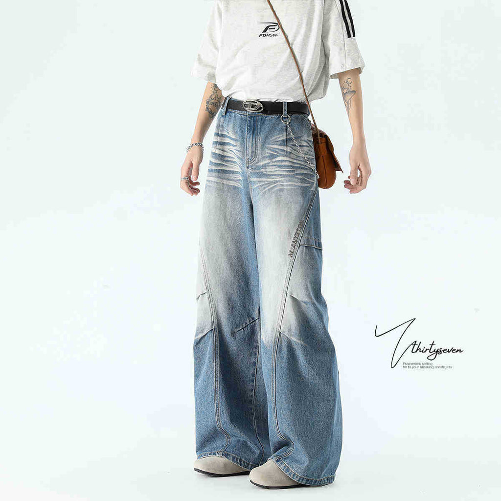 American-style gradient denim pants