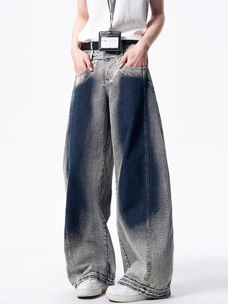 Retro gradient denim pants