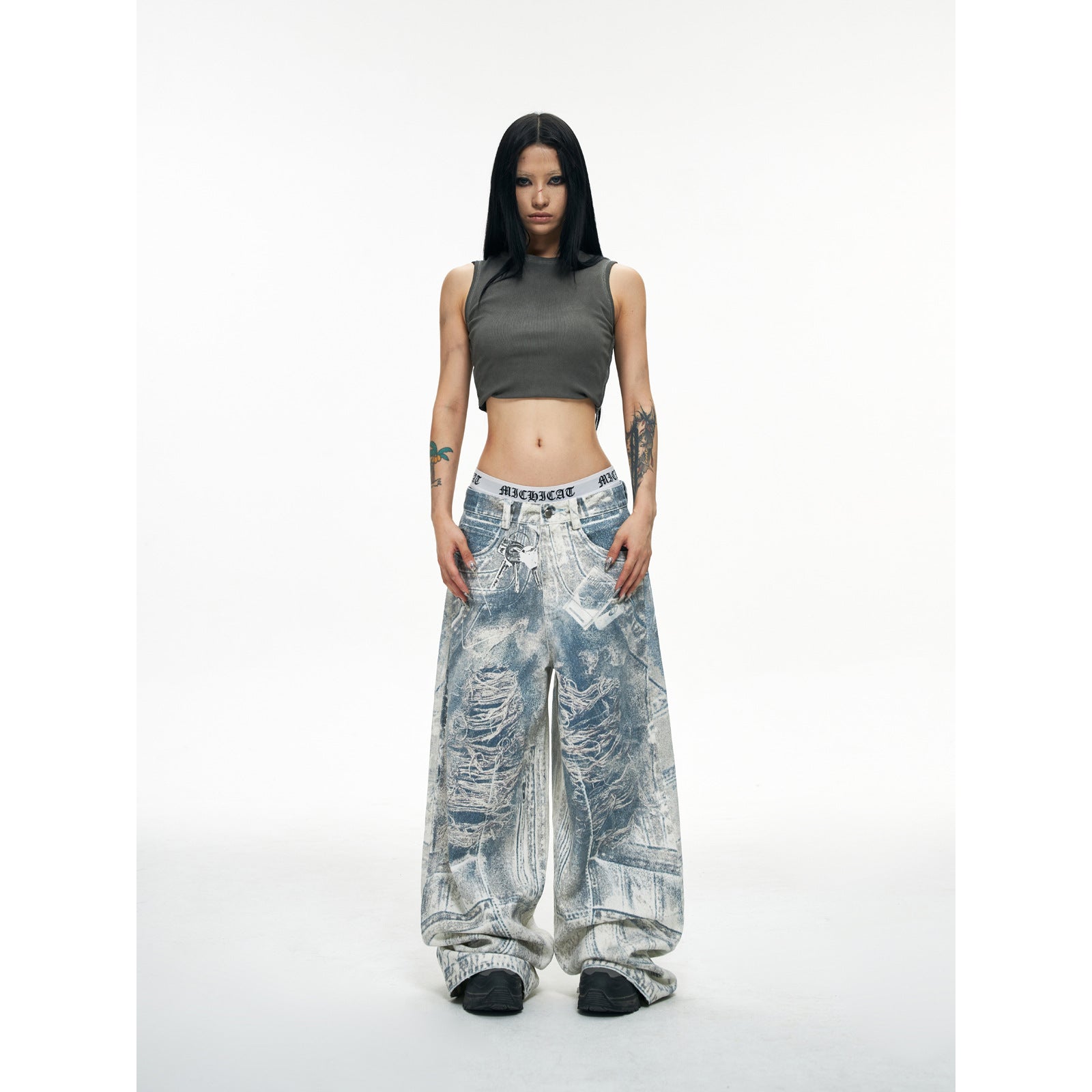 Jeans, wide-leg pants