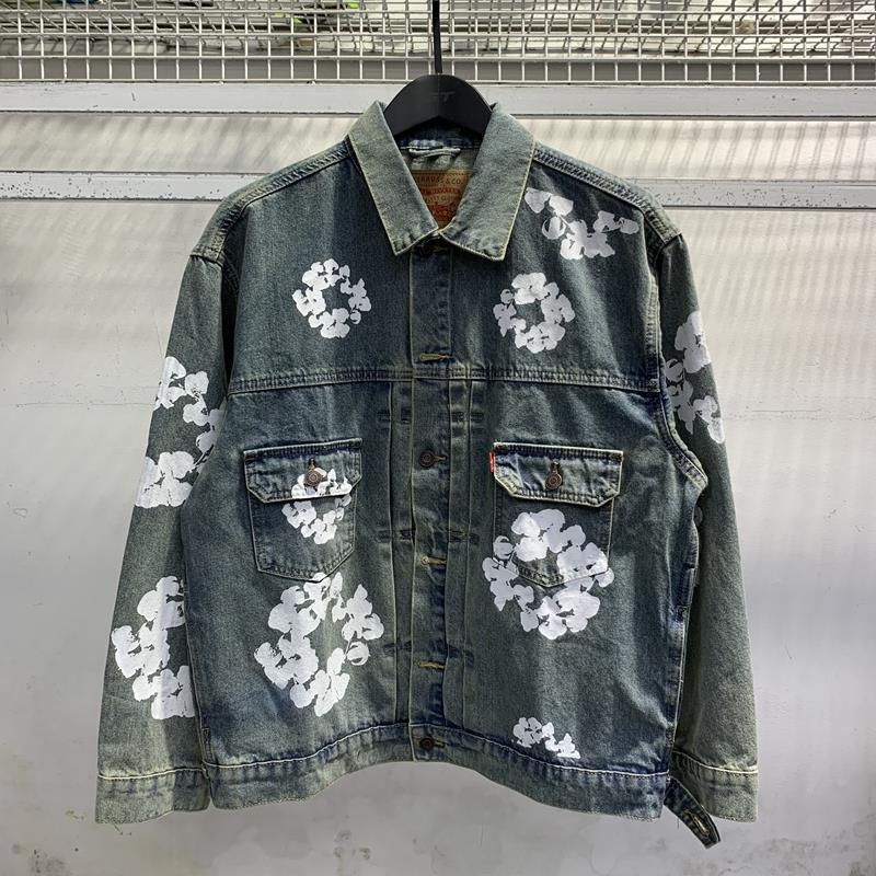 Kapok Printed Denim Suit Jacket and Pants