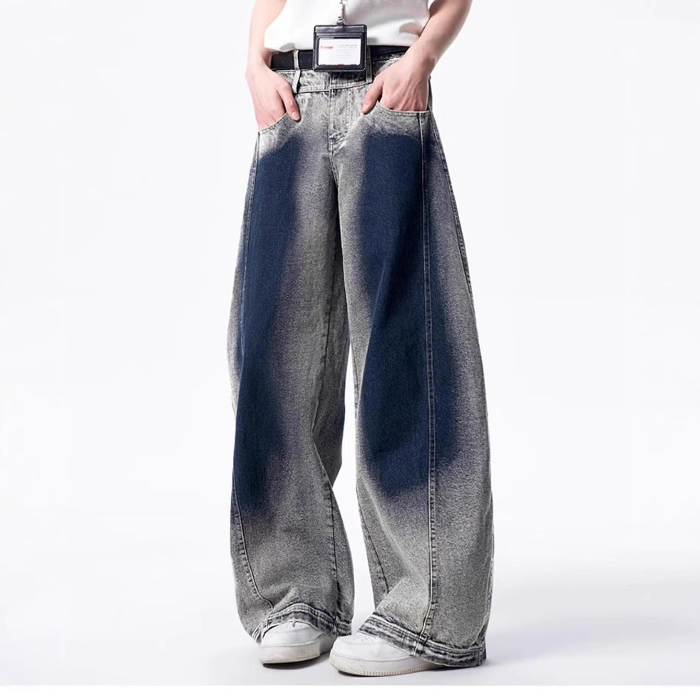 Retro gradient denim pants