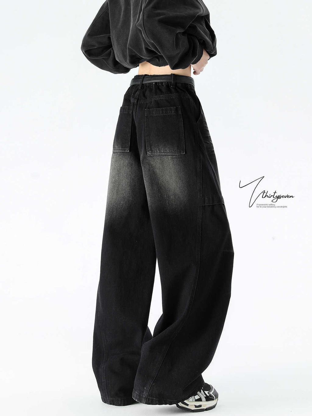 American-style gradient denim pants