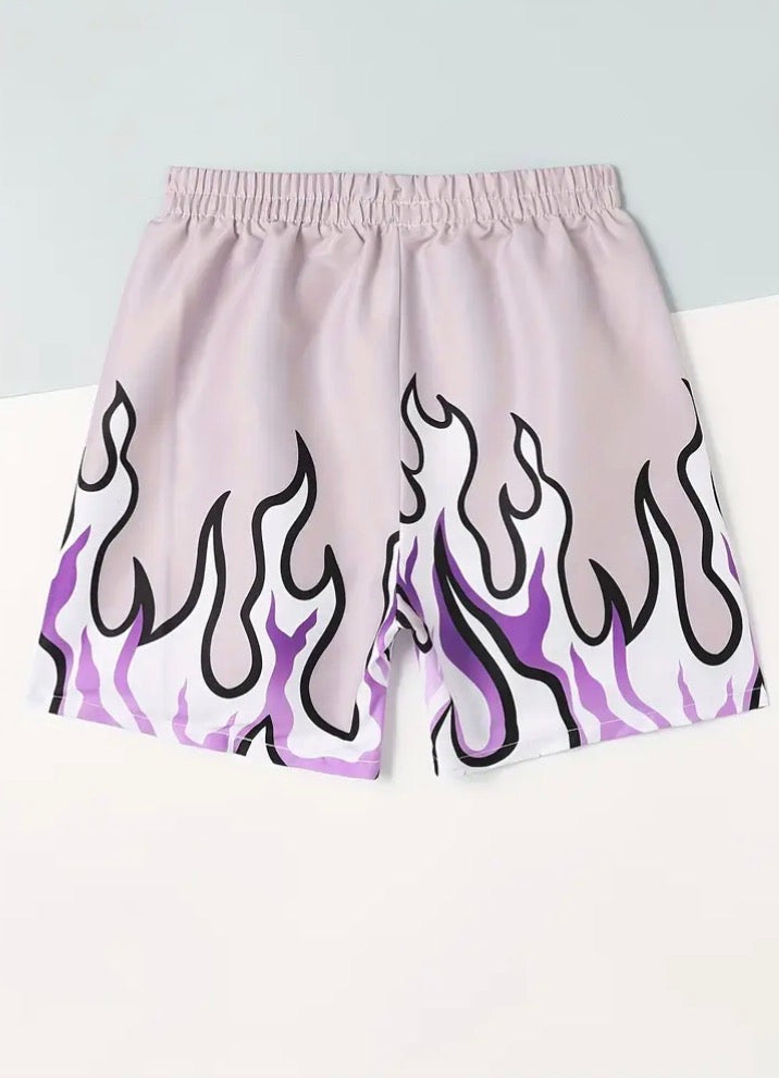 Printed Flame Design Shorts