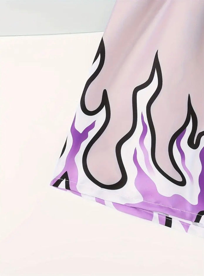 Printed Flame Design Shorts