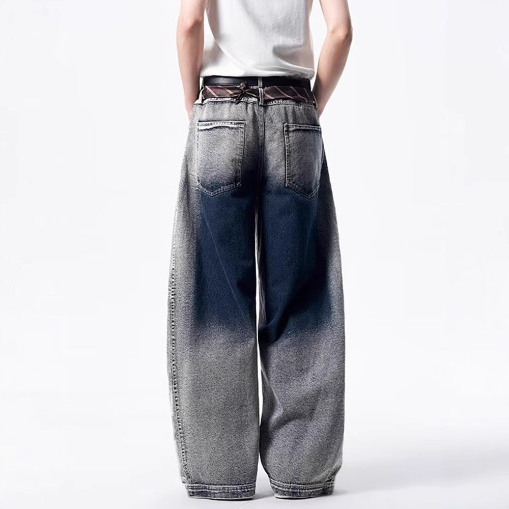 Retro gradient denim pants