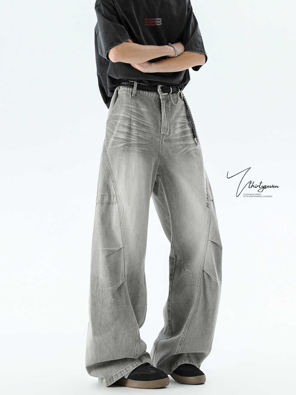 American-style gradient denim pants