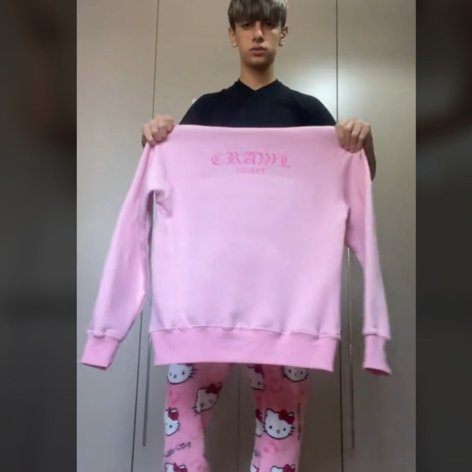 Pullover Hooded Sweater and Trousers Embroidered Set