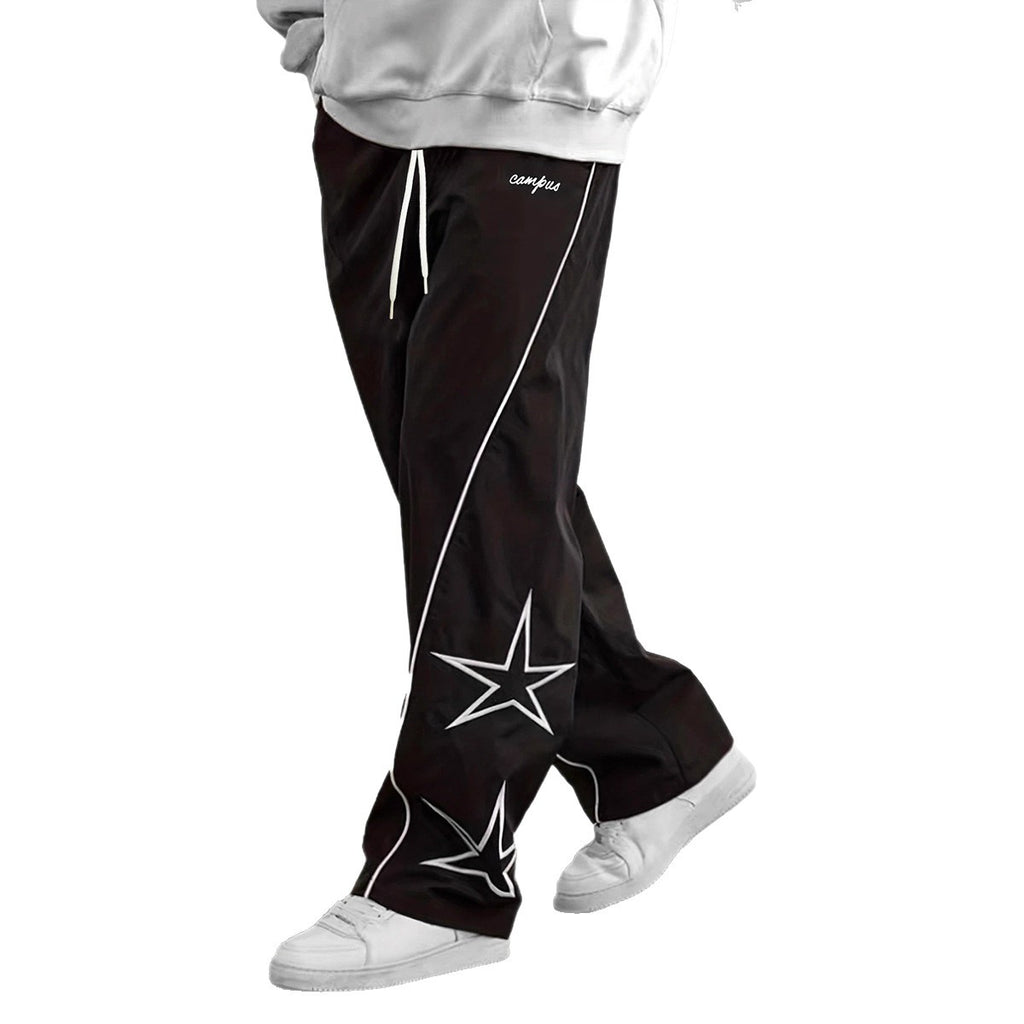 Striped five-star workwear casual straight-leg pants