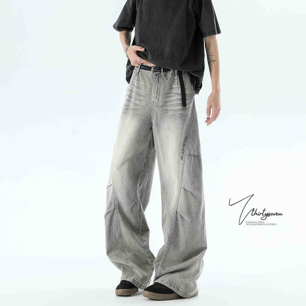 American-style gradient denim pants
