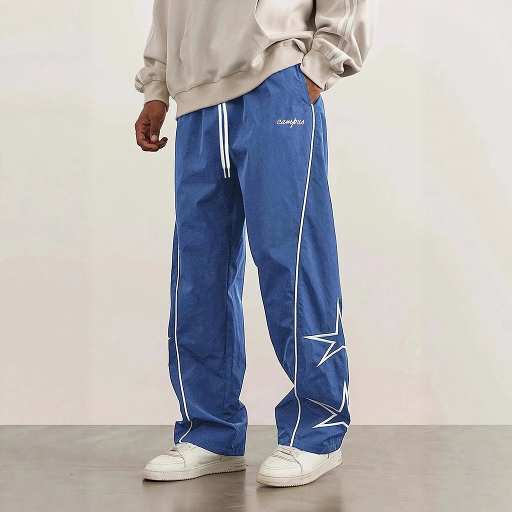 Striped five-star workwear casual straight-leg pants