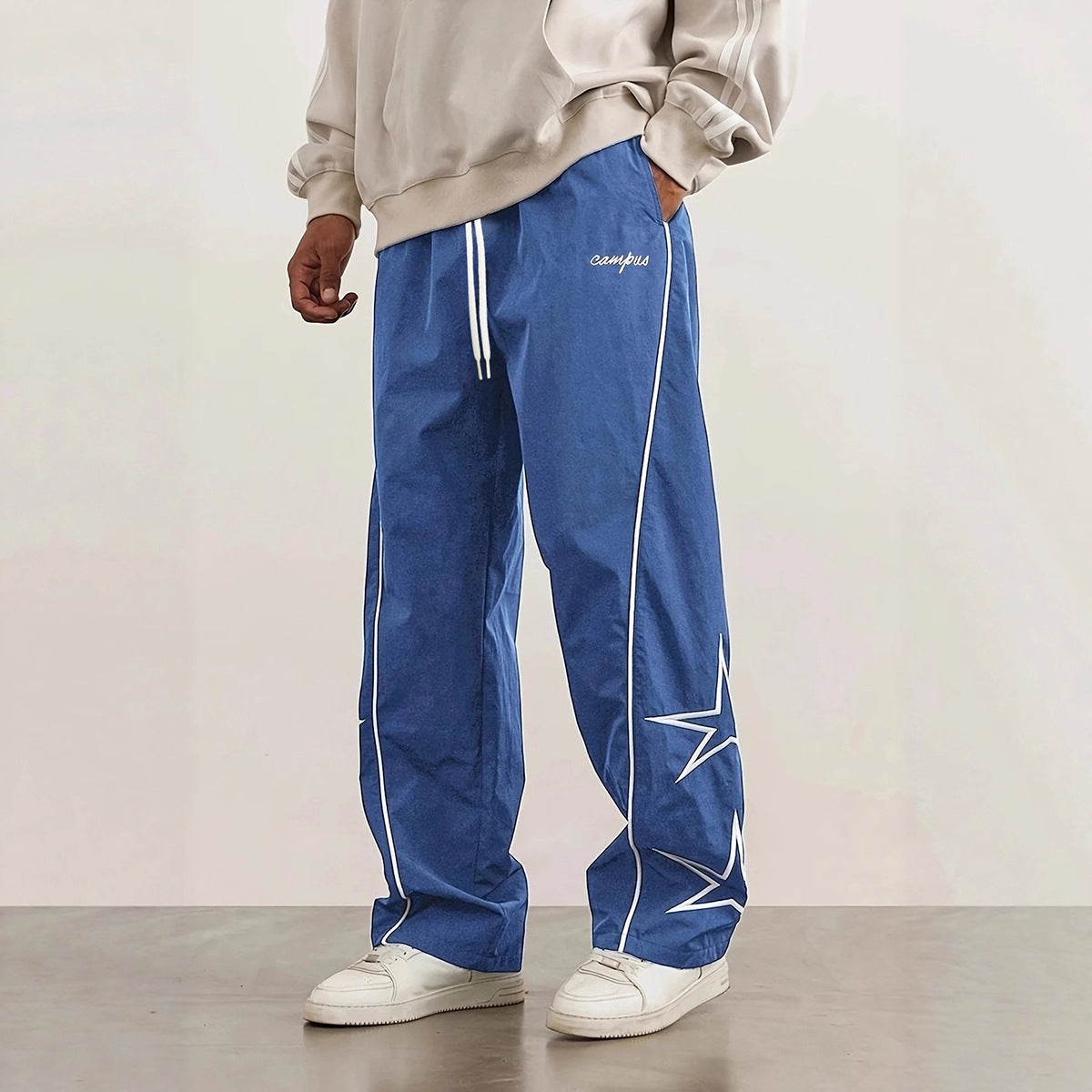 Striped five-star workwear casual straight-leg pants