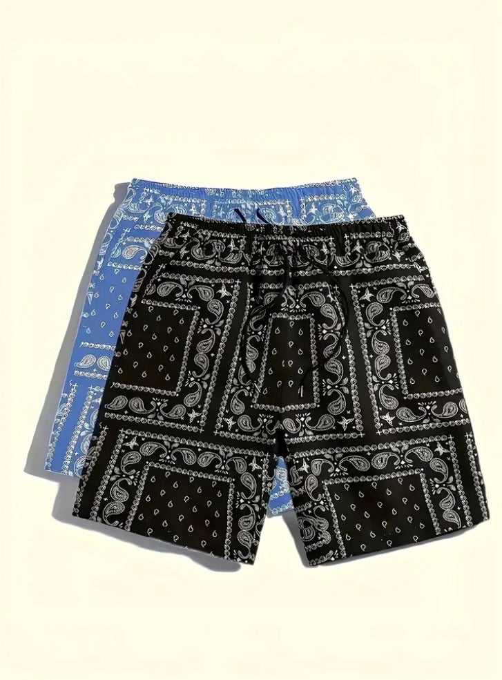 2Pcs Bandana Print Shorts