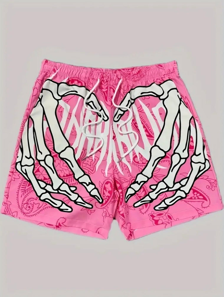 Skeleton Hand Print Shorts