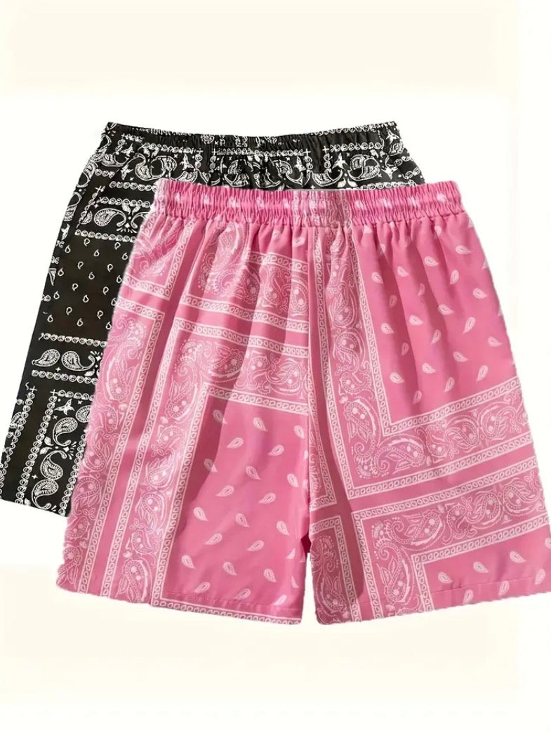 2Pcs Bandana Print Shorts