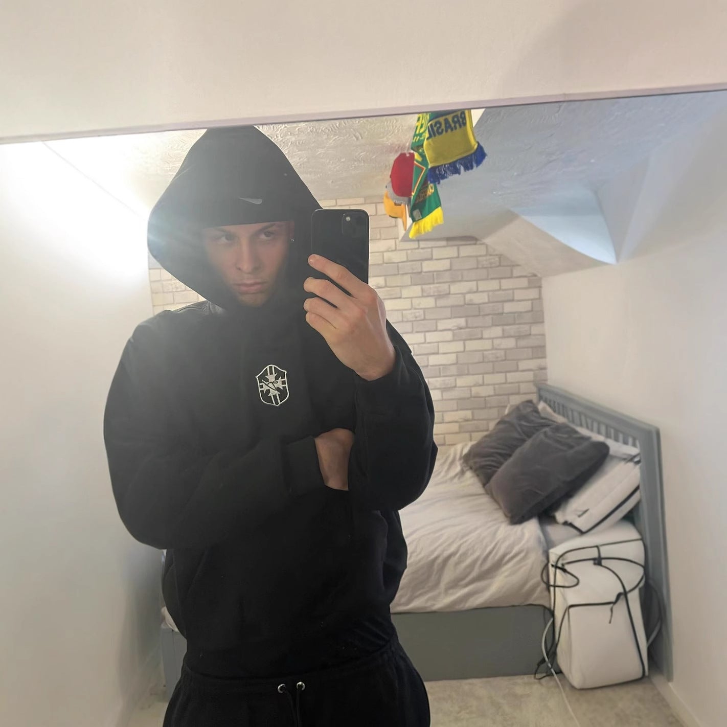 Men's Embroidered Hooded Sweatshirt and Trousers Set