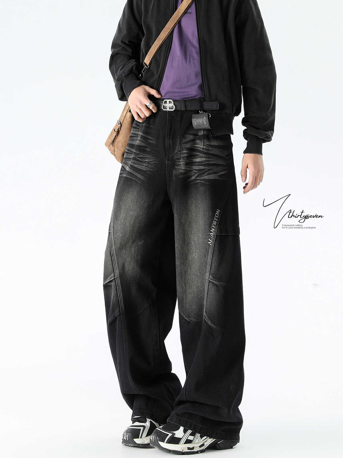 American-style gradient denim pants