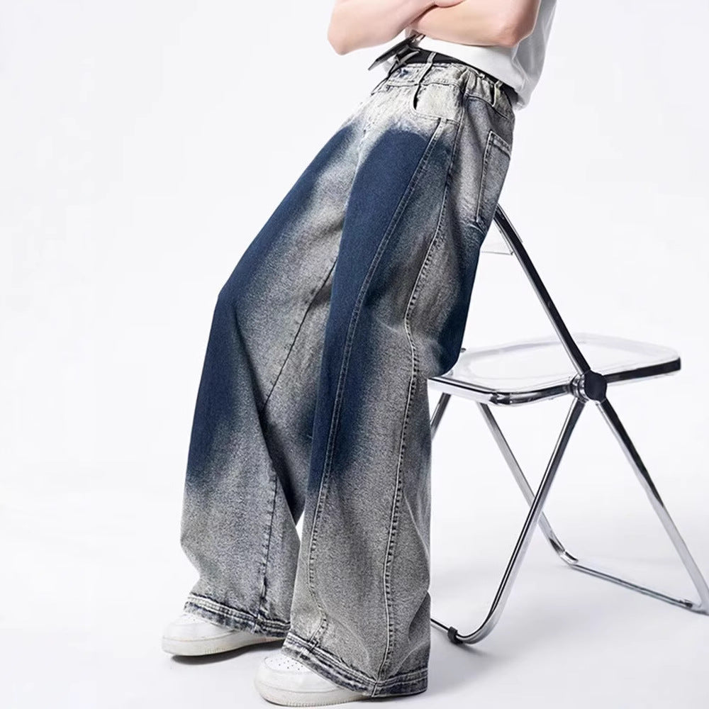 Retro gradient denim pants