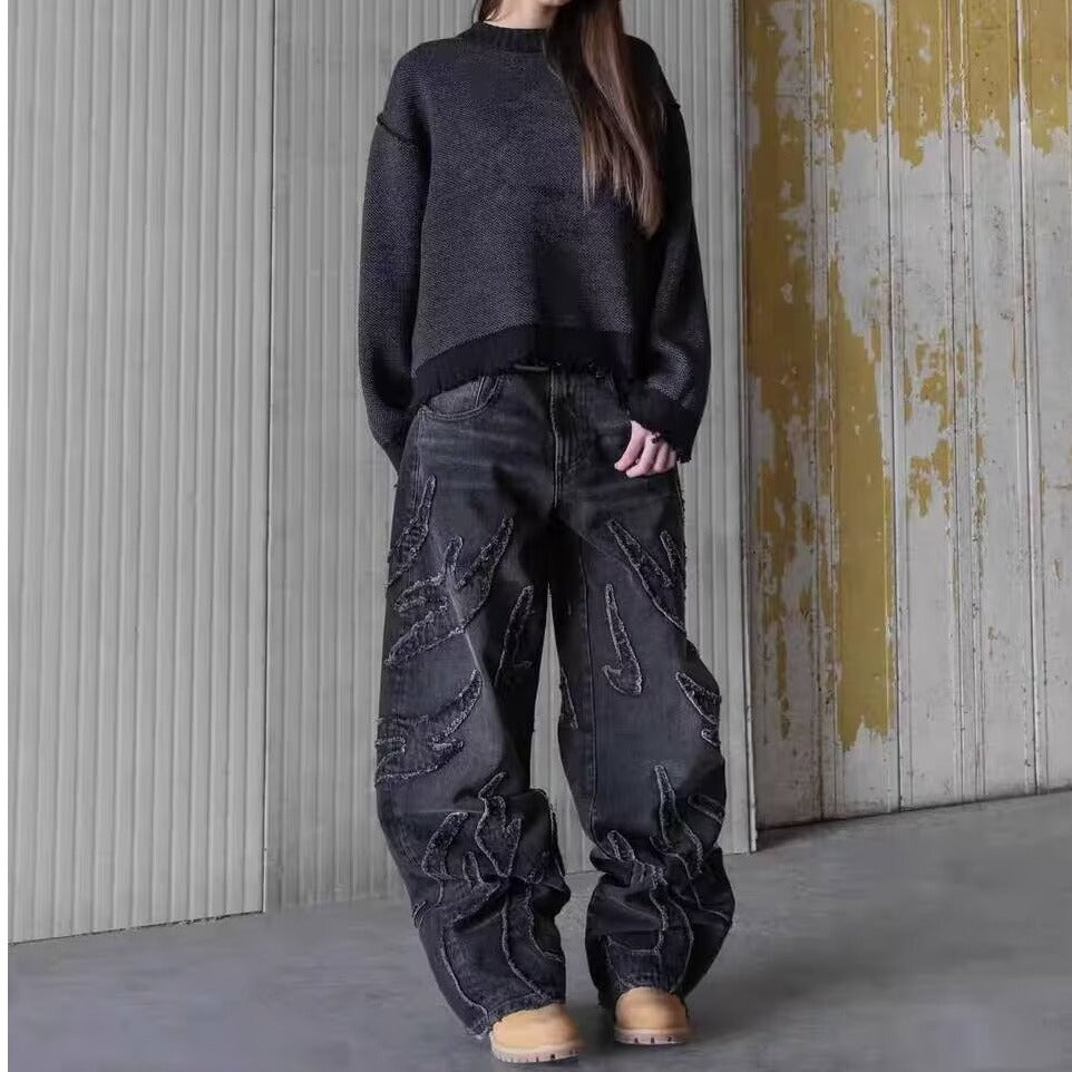 Vintage Embroidered Loose Jeans for Men