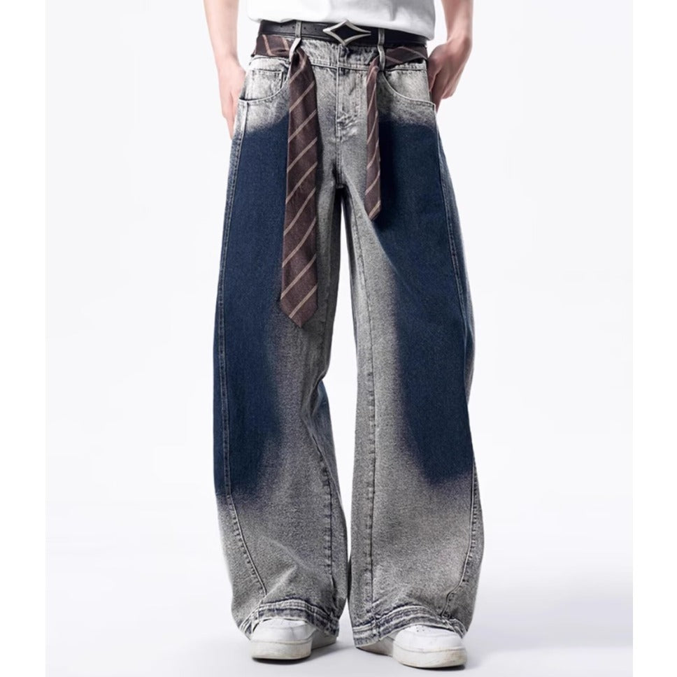 Retro gradient denim pants